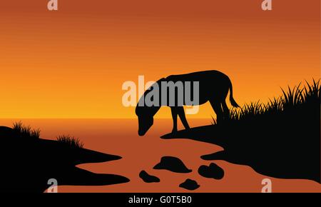 Silhouette von einem Zebra in Flussufer Stock Vektor