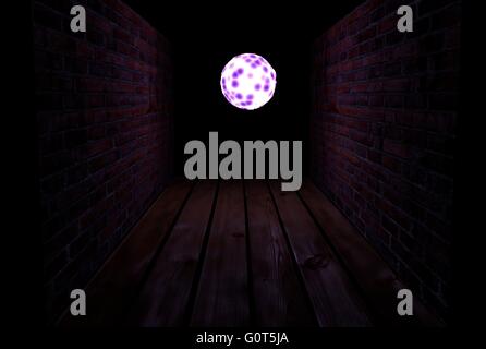 Ende des dunklen Tunnels, magisches Licht. 3D illustration Stockfoto