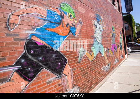 Hebru Brantey Nike Running Straße Wandbild an der Wand in dem trendigen Wicker Park Viertel im Westen der Stadt-Gemeinde in Chicago, Illinois, USA Stockfoto