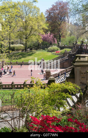 Bethesda Terrasse, Central Park im Frühling, NYC Stockfoto