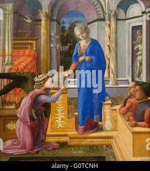 Filippo Lippi (ca. 1406-1469), Verkündigung mit zwei Spender, ca. 1435. Stockfoto