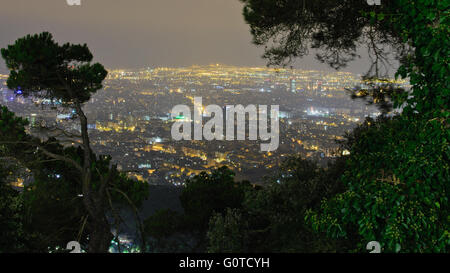 Eine Postkarte Aussicht auf Barcelona vom Tibidabo Hügel Stockfoto