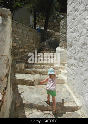 Treppenstufen in Hydra Griechenland Stockfoto