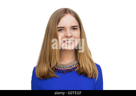 Porträt der Frau im blauen Kleid Stockfoto