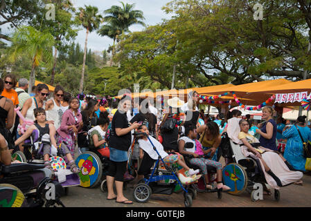 soziales Bewusstsein und faire Teilnahme zu fördern und zu unterstützen, Inklusion und Integration von Menschen mit Behinderungen. Noumea. Stockfoto