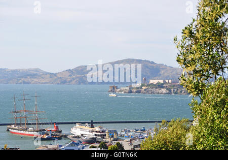 Kalifornien, USA: das Gefängnis von Alcatraz Island in der San Francisco Bay, Wahrzeichen Teil der Golden Gate National Recreation Area. Stockfoto