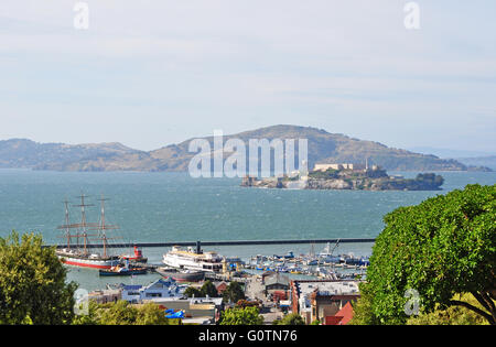 Kalifornien, USA: das Gefängnis von Alcatraz Island in der San Francisco Bay, Wahrzeichen Teil der Golden Gate National Recreation Area. Stockfoto