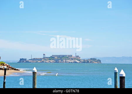 Kalifornien, USA: das Gefängnis von Alcatraz Island in der San Francisco Bay, Wahrzeichen Teil der Golden Gate National Recreation Area. Stockfoto