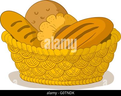 Brot in einem Korb Stock Vektor