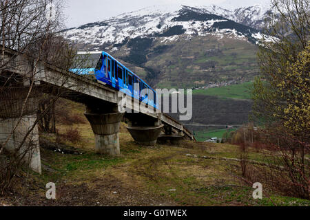 Standseilbahn von Bourg-Saint-Maurice bis Les Arcs Skigebiet Stockfoto