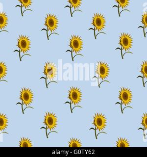 Nahtlose Muster Sonnenblumen blau, Vektor Stock Vektor