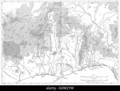 GUINEA: physikalische und Geologie: der Guinea-Küste-Becken, 1943 Vintage Karte Stockfoto