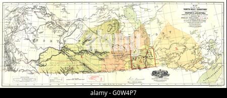 Kanada: North West Gebiet Manitoba abgetreten indischen Verträge 1875, alte Landkarte 1914 Stockfoto