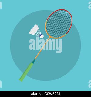 Badminton Sport Illustration mit Schläger und Federball zusammen Stock Vektor