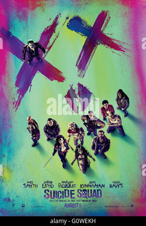 Datum der Freigabe: 5. August 2016 Titel: Suicide Squad STUDIO: Atlas Entertainment Regie: David Ayer PLOT: eine geheime Regierungsbehörde Rekruten inhaftierte Superschurken hinzurichten gefährlich black-Ops-Missionen im Tausch gegen milde Bild: Filmplakat (Credit: C Atlas Entertainment/Unterhaltung Bilder /) Stockfoto