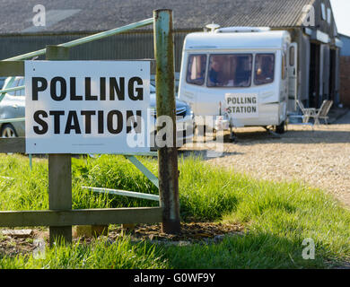 Garthorpe, Leicestershire, UK. 5. Mai 2016. Das Dorf Wahllokal ist eine Karawane in einen Hof. Bildnachweis: Nico Morgan/Alamy Live-Nachrichten Stockfoto