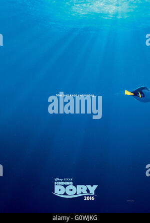 Veröffentlichungsdatum: 17. Juni 2016 Titel: Suche nach Dory STUDIO: Pixar Animation DIRECTOR: Andrew Stanton, Angus MacLane Grundstück: freundlich aber vergesslich blue Tang Fisch vereint mit ihren lieben und jeder lernt ein paar Dinge über die wahre Bedeutung der Familie auf dem Weg Bild: Ellen DeGeneres als Dory (Stimme) (Credit: C Pixar/Unterhaltung Bilder /) Stockfoto