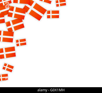 Dänische Flaggen auf weiß Stockfoto