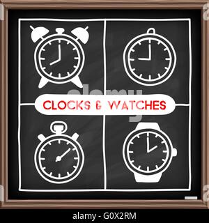 Doodle Uhr Icons set Stock Vektor