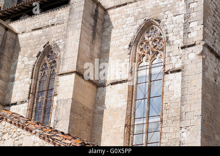 Außenansicht der Stiftskirche Kirche La Romieu. Gers. Frankreich. Stockfoto