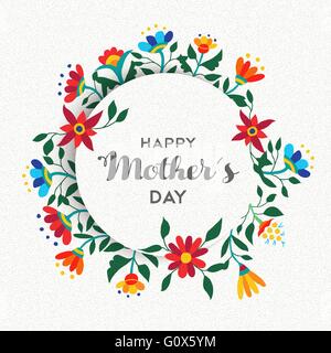 Glückliche Mütter Tag Zitat Texthintergrund design mit Frühling Darstellung von bunten Blumen und Elementen der Natur. EPS10 Vektor. Stock Vektor