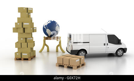 Logistik-Industrie-Konzepte, 3d illustration Stockfoto