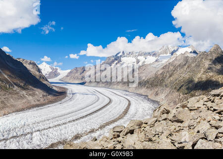 Herrlichen Blick auf den Aletschgletscher auf Bergen, Jungfrauregion, Schweiz Stockfoto