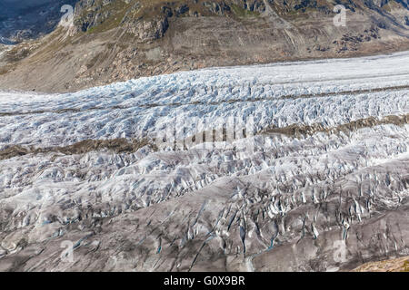 Nahaufnahme des Aletschgletschers Jungfrau Region im Berner Oberland Schweiz Stockfoto