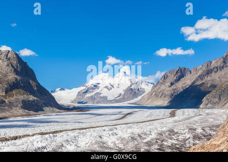 Herrlichen Blick auf den Aletschgletscher auf Bergen, Jungfrauregion, Schweiz Stockfoto
