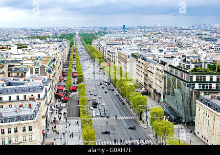 Die Avenue des Champs-Élysées - Luftbild Stockfoto