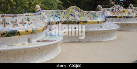 Bänke im Park Güell Stockfoto