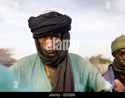 Wodaabe-Bororo Mann für die jährliche Gerewol. Diffa. Sahel. Niger Stockfoto