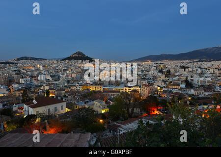 Panorama von Athen und im Hintergrund Lycabettus Stockfoto