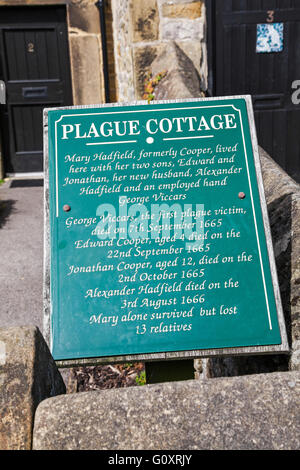 Pest-Hütte, wo die Beulenpest Eyam Derbyshire Peak District National Park England UK begann Stockfoto