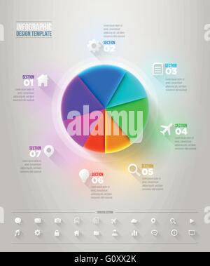 Vektor-3d Kreisdiagramm Infografik Entwurfsvorlage. Elemente werden separat in Vektordatei geschichtet. Stock Vektor