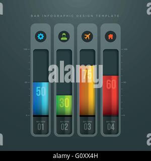 Vektor bar Infografik Entwurfsvorlage. Elemente werden separat in Vektordatei geschichtet. Stock Vektor