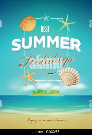 Vektor-Sommer im Zusammenhang mit Poster-Design-Vorlage. Elemente werden separat in Vektordatei geschichtet. Stock Vektor