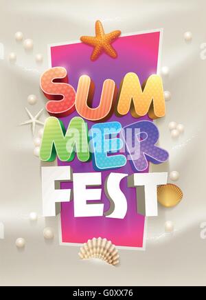 Sommer-Party-Poster-Design-Vorlage. Elemente werden separat in Vektordatei geschichtet. Stock Vektor