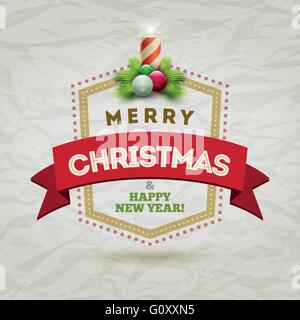 Vektor-moderne Weihnachten und Neujahr-Abzeichen-Design-Vorlage. Elemente werden separat in Vektordatei geschichtet. Stock Vektor