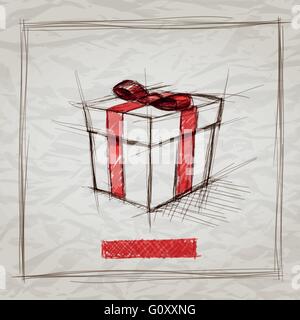 Handgezeichnete Geschenk Box Skizze Vektorgrafik. Elemente werden separat geschichtet. Einfach bearbeitet werden. Stock Vektor