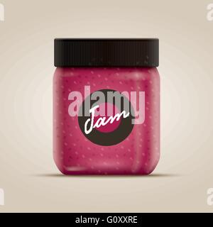 Realistische Vektor-Illustration von Honig oder Marmelade Jar. Alle Elemente sind einzeln in Vektordatei geschichtet. Produktfarbe ist global c Stock Vektor