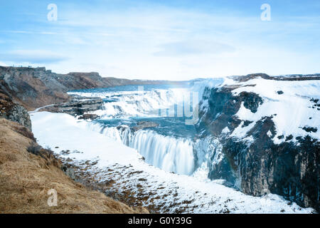 Gulfoss Wasserfall auf der Golden-Circle-Tour in Island Stockfoto