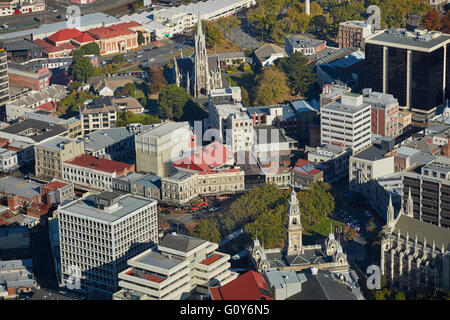 Octagon und First Church, Dunedin, Otago, Südinsel, Neuseeland - Antenne Stockfoto