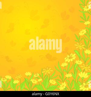 Hintergrund mit Blumen und Schmetterlingen Stock Vektor