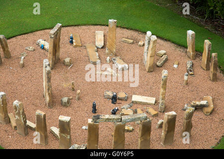 Cockington Green Miniaturdörfer in Canberra, hier ein Modell von Stonehenge, Australien Stockfoto