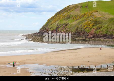 St. Bees Head. Strand hinter der Buhne. Saint-Bienen, Cumbria, England, Vereinigtes Königreich, Europa. Stockfoto