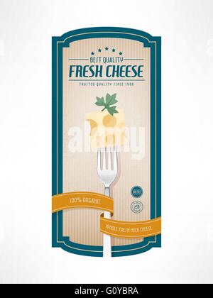 Zu Käse Vintage Grunge Qualitätssiegel mit Gabel und Abzeichen Stock Vektor
