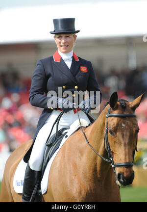 Badminton, UK. 6. Mai 2016. Mitsubishi Motors Badminton Horse Trials. CCI4. Zara Tindall [GBR] Reiten hohe Königreich Credit: Julie Priestley/Alamy Live News Stockfoto