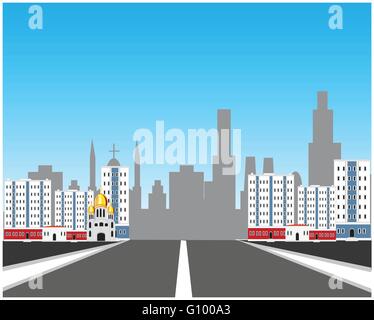 Vektor-Illustration von der Straße in Großstadt Stock Vektor