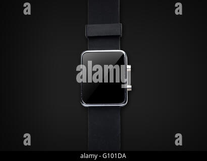 Nahaufnahme von black smart watch Stockfoto